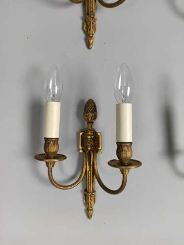 Set Of 4 French Gilded Twin Arm Antique Wall Lights