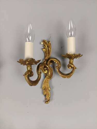 Set Of 3 French Gilded Twin Arm Antique Wall Lights