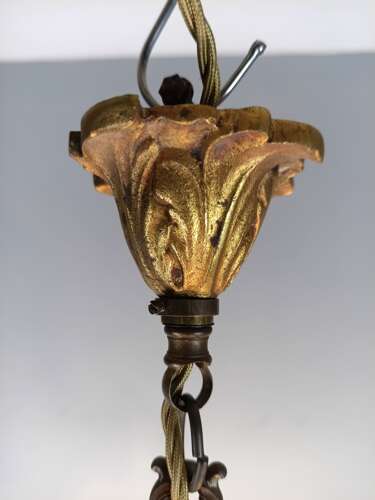 French Gilded & Crystal 5 Light Chandelier