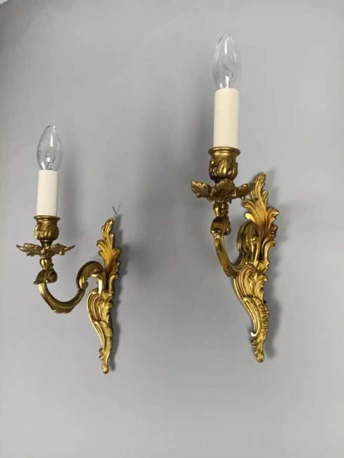 Pair Of French Gilt Brass Single Arm Wall Lights