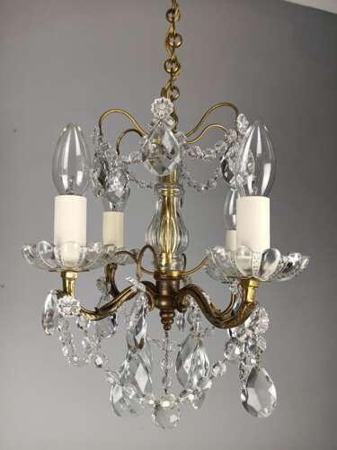 French 4 Light Mini Crystal Chandelier