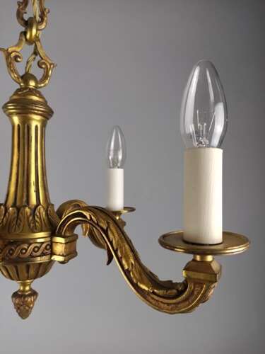 French 4 Light Gilt Bronze Antique Chandelier