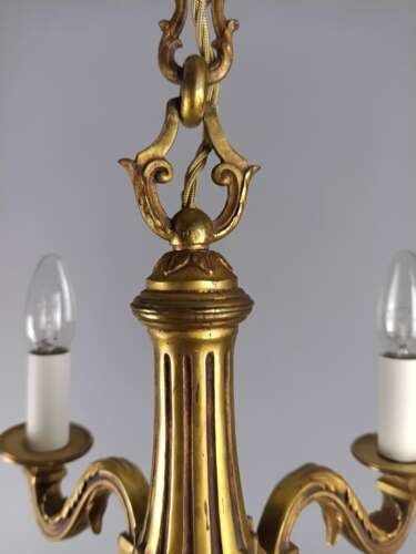 French 4 Light Gilt Bronze Antique Chandelier