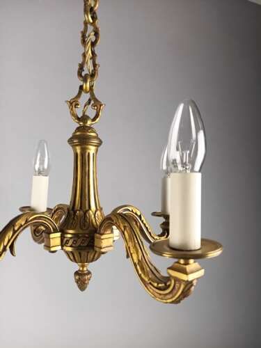 French 4 Light Gilt Bronze Antique Chandelier