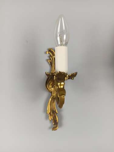 Pair of French Antique Single Arm Gilded Bronze Gilded Bronze Wall Lights