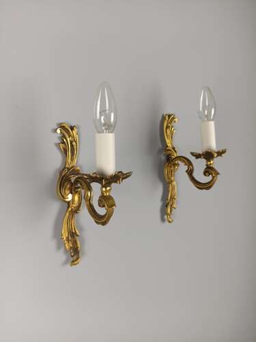Pair of French Antique Single Arm Gilded Bronze Gilded Bronze Wall Lights