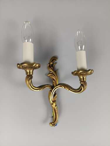 Single French Antique Twin Arm Gilded Brass Gilded Brass Wall Light