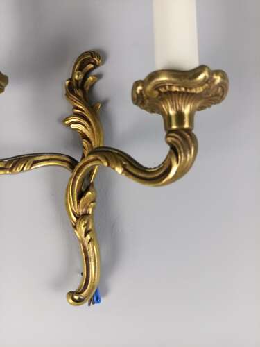 Single French Antique Twin Arm Gilded Brass Gilded Brass Wall Light