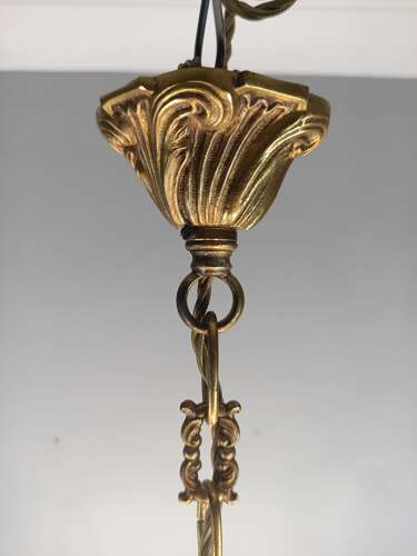 French 5 Light Gilt Bronze Antique Chandelier