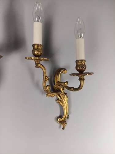 French Pair Of Gilded Antique Wall Lights