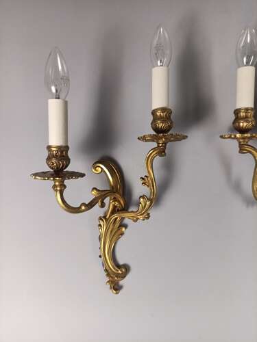 French Pair Of Gilded Antique Wall Lights
