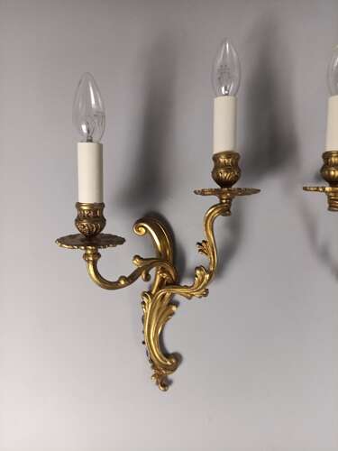 French Pair Of Gilded Antique Wall Lights