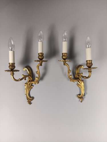 French Pair Of Gilded Antique Wall Lights