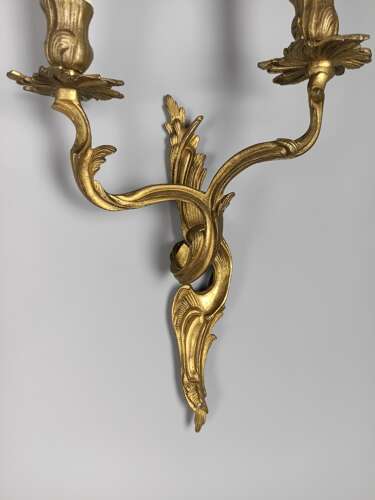 Pair of Gilded Brass Antique Wall Lights