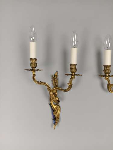 Pair of Gilded Brass Antique Wall Lights