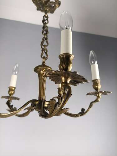 French 5 Light Dark Bronze Antique Chandelier