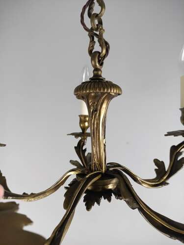 French 5 Light Dark Bronze Antique Chandelier