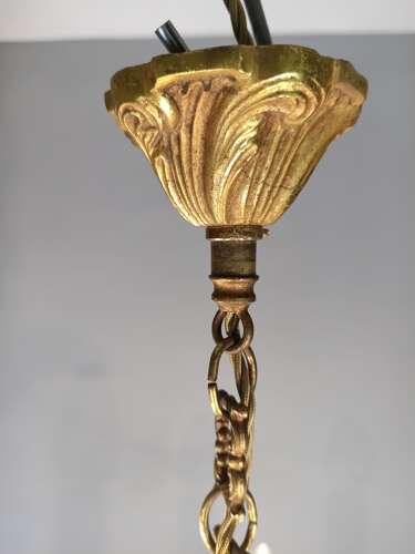French 5 Light Gilt Bronze Antique Chandelier