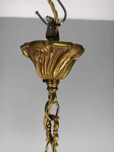 French 5 Light Gilt Bronze Antique Birdcage Chandelier