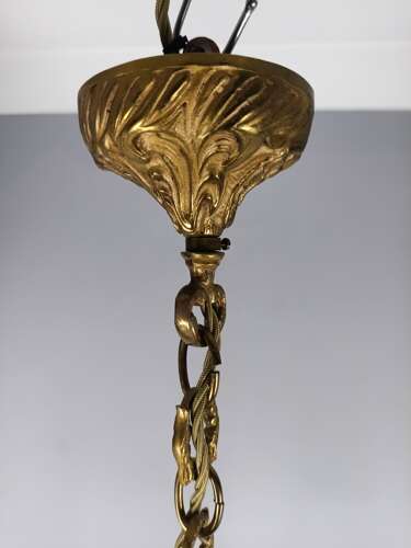 French 6 Light Gilt Bronze Antique Chandelier