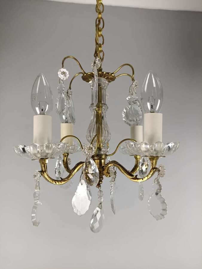 French 4 Light Mini Crystal Chandelier