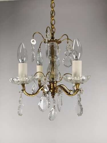 French 4 Light Mini Crystal Chandelier