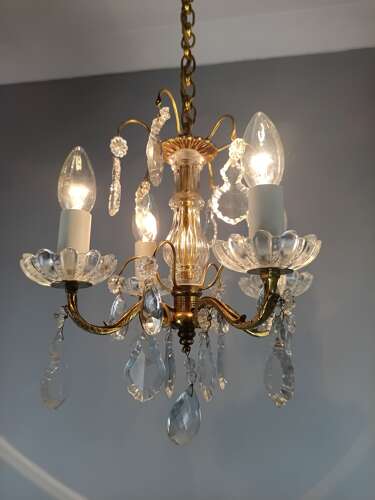 French 4 Light Mini Crystal Chandelier