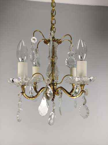 French 4 Light Mini Crystal Chandelier