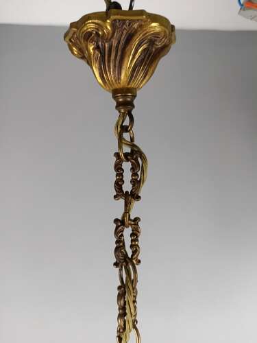 French Gilded & Crystal 4 Light Chandelier